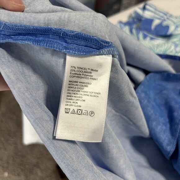 Tommy Bahama Shirt Mens XL Blue Aloha Hawaiian Palm Leaf Button Front Tencel - Picture 5 of 7